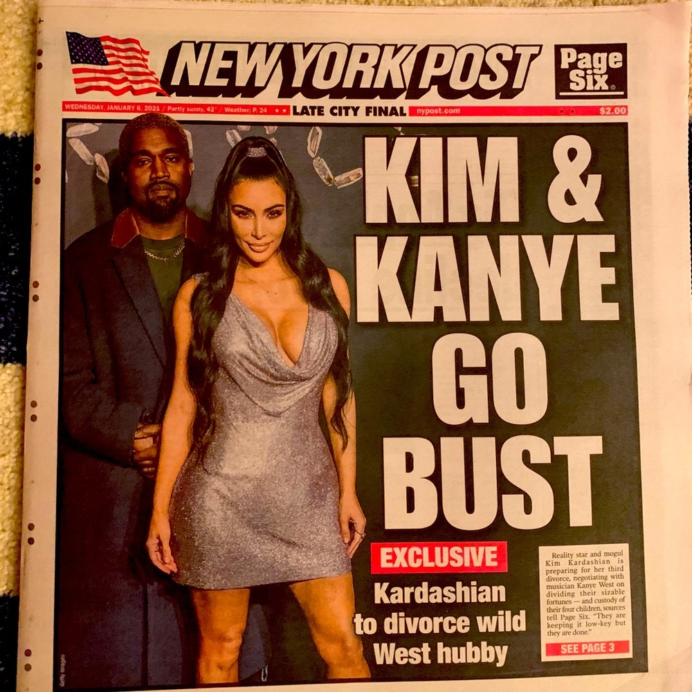 KIM KARDASHIAN & KAYNE GO BUST Divorce NY Post